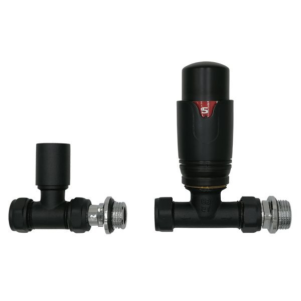 Cylindrical-30 Straight GB TRV 30mm Body + Cylindrical L/S with TRV Liquid Sensor Head - Matt Black RAL 9005